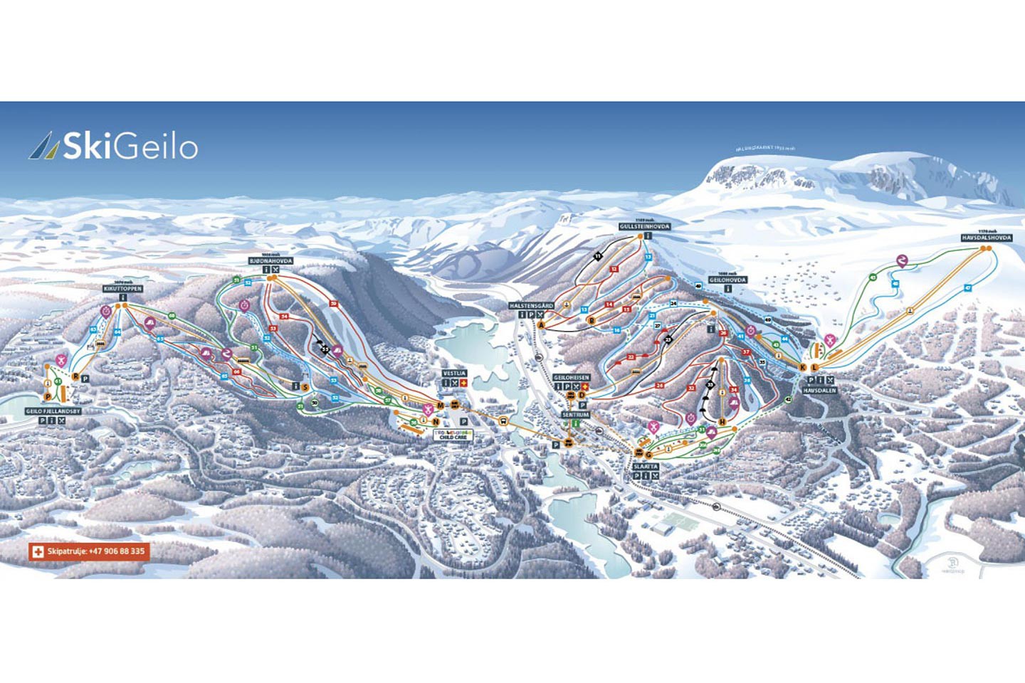 Afbeelding van Wintersportgebied Geilo Piste Kaart