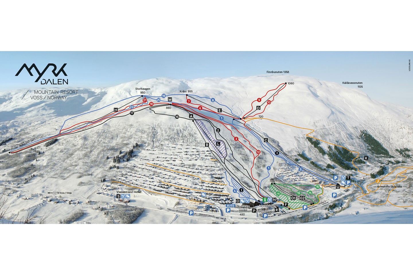 Afbeelding van Wintersportgebied Myrkdalen Skimap