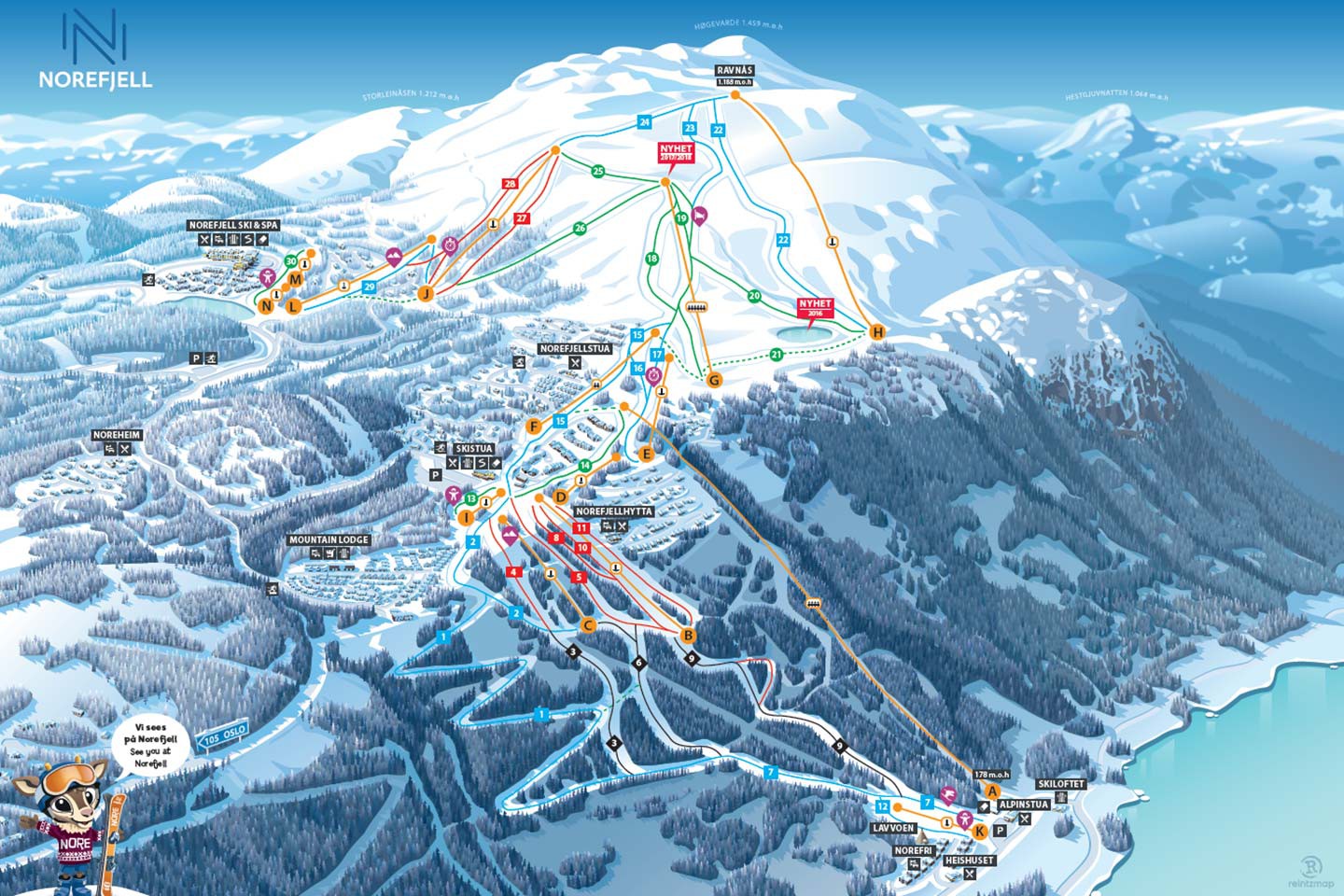 Afbeelding van Wintersportgebied Norefjell Skimap