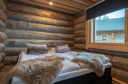 Inari Wilderness Hotel Log Cabin Bedroom