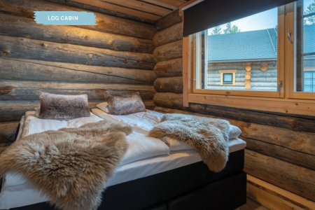 Inari Wilderness Hotel Log Cabin Slaapkamer