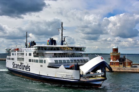 Sweden Helsingborg Ferry Entering Harbor Copy