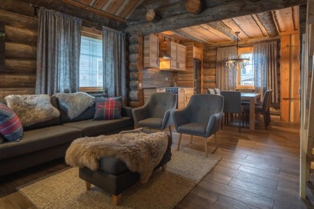 Nellim Wilderness Hotel Log Cabin Peska Woonkamer