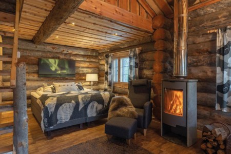 Nellim Wilderness Hotel Log Cabin Slaapkamer